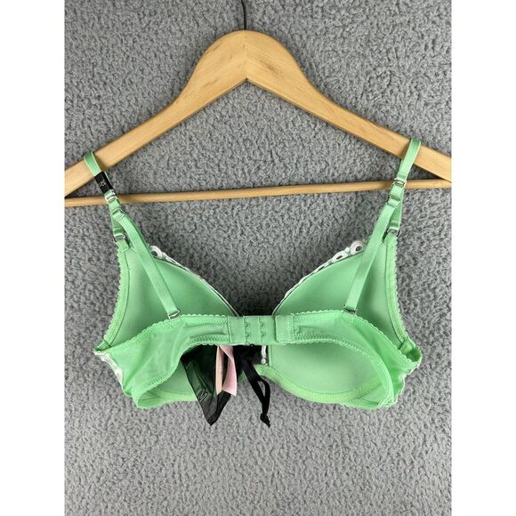 NEW Victoria's Secret Push-Up Pigeonnant Bra 32C Light Green Laced Floral - Picture 4 of 6